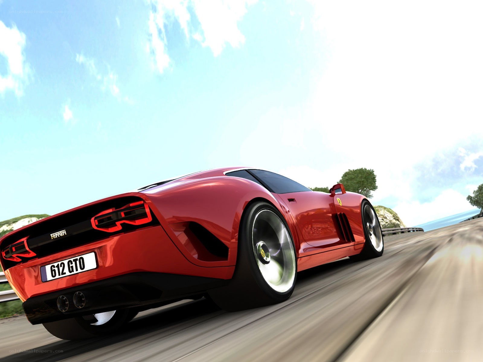 Red Ferrari GTO in motion