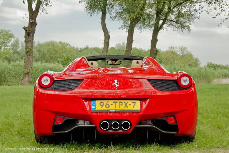 Red Ferrari in a field
