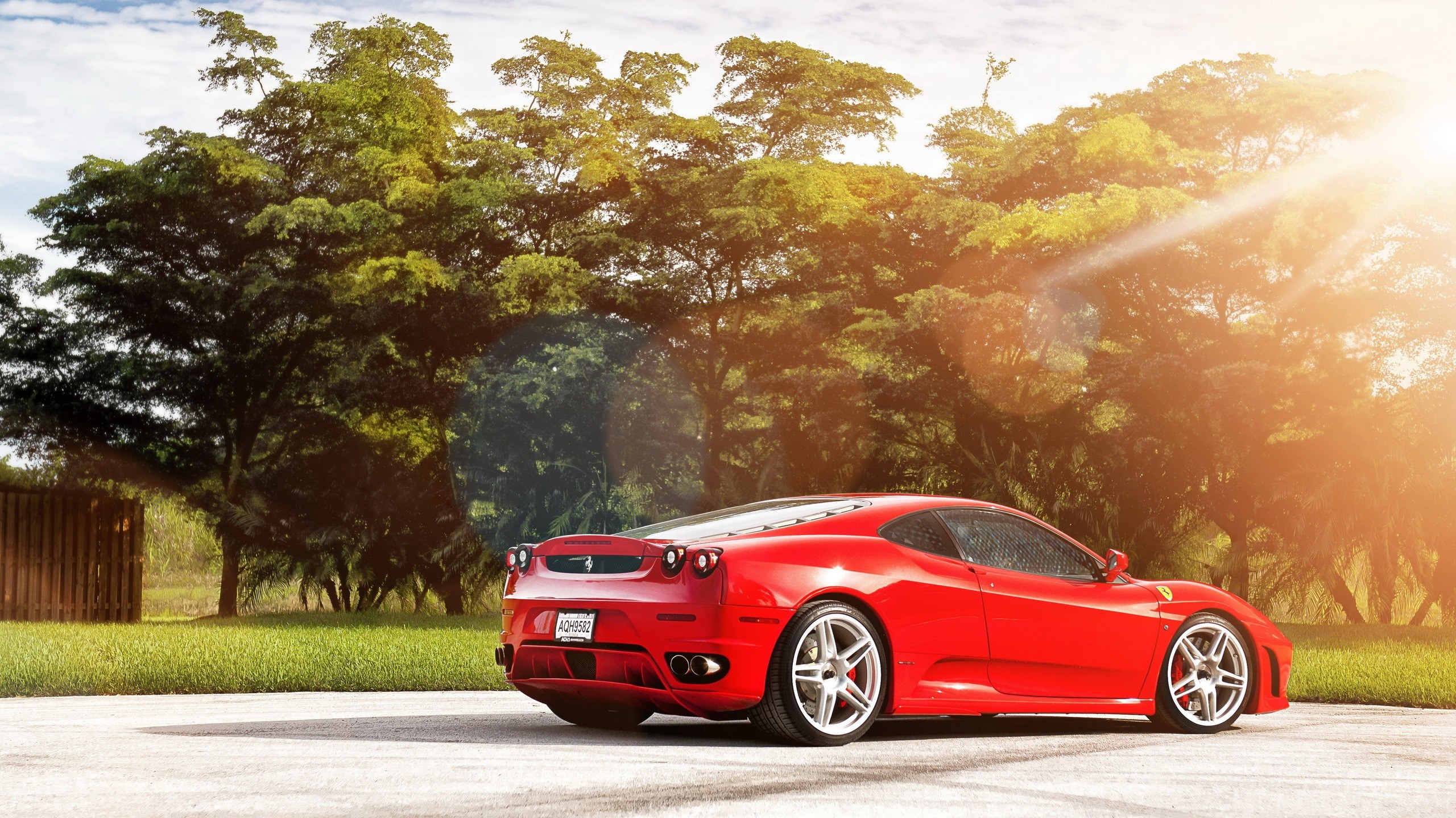 Red Ferrari in a park