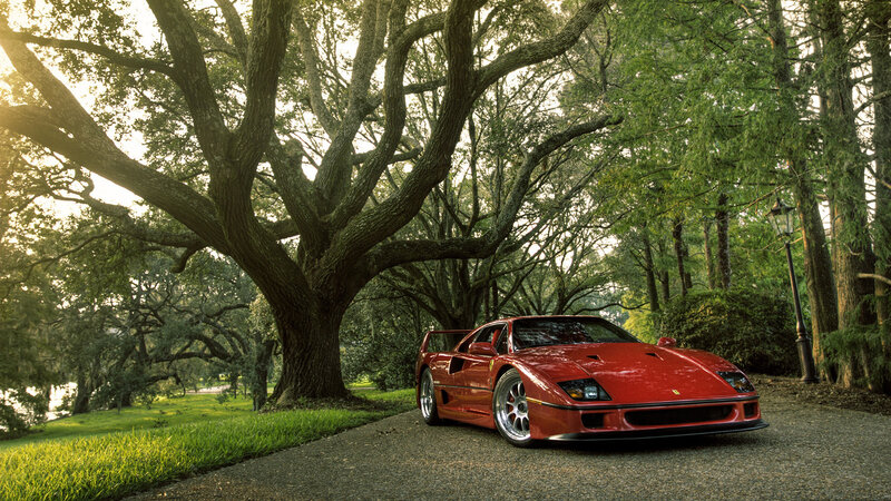 Red Ferrari in a park