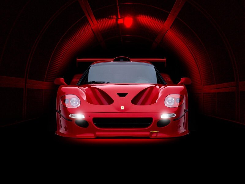Red Ferrari in a tunnel
