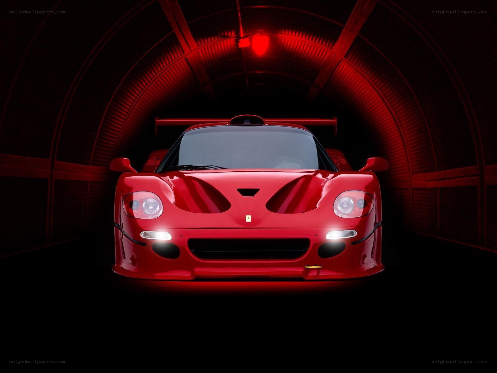 Red Ferrari in a tunnel