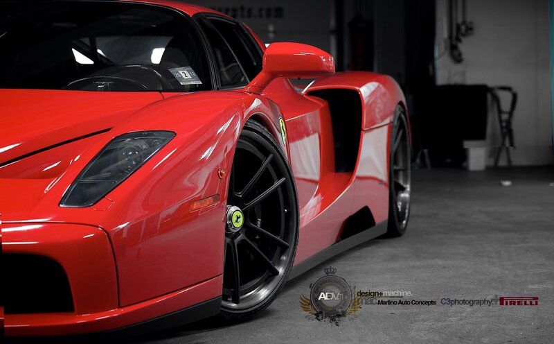 Red Ferrari in garage