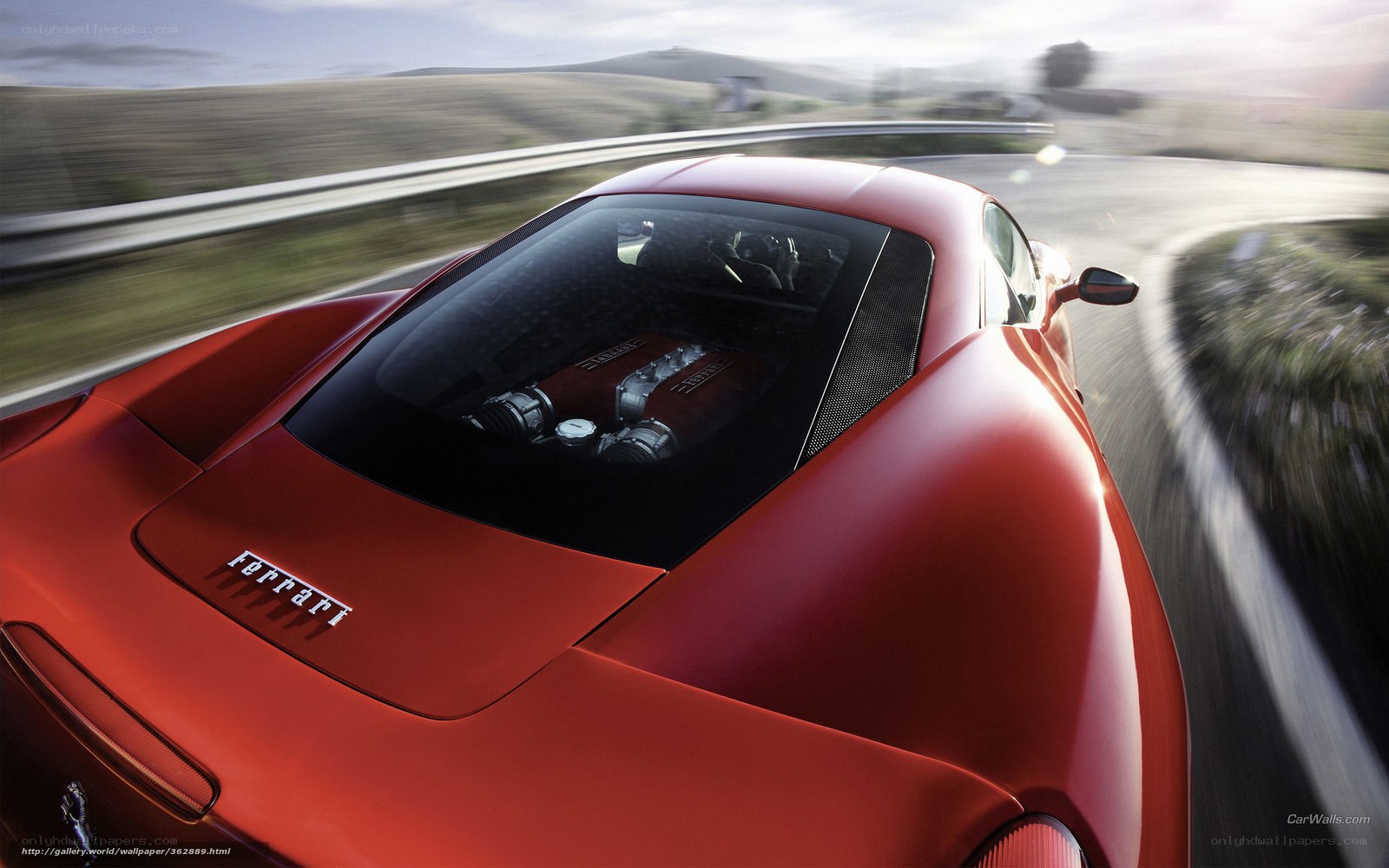 Red Ferrari in motion