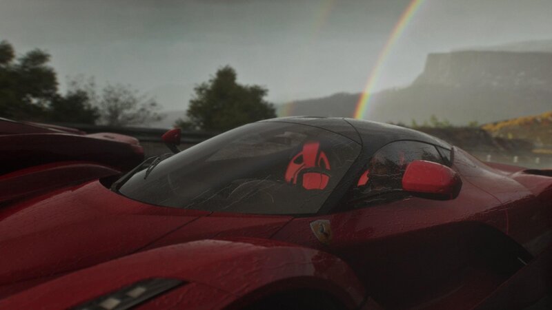 Red Ferrari in Rain — Dramatic, 3d Render