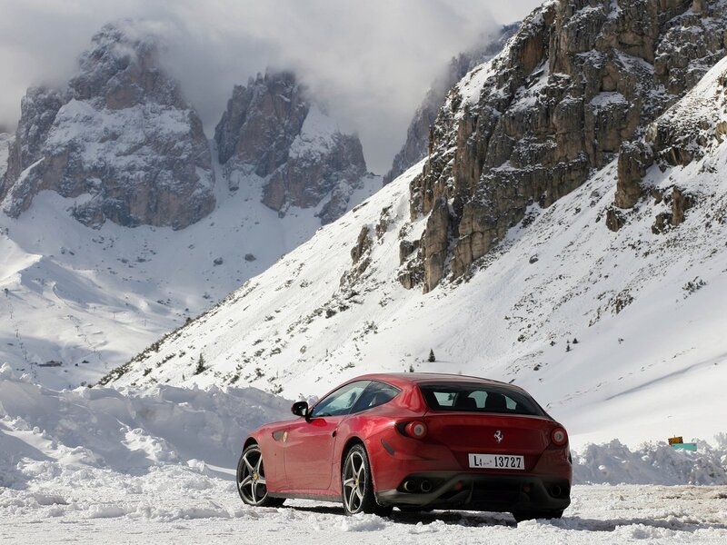 Red Ferrari in Snow
