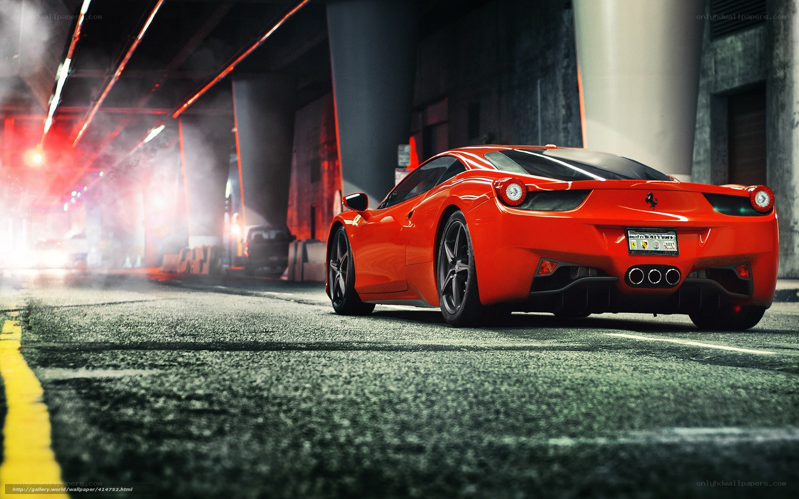 Red Ferrari in tunnel