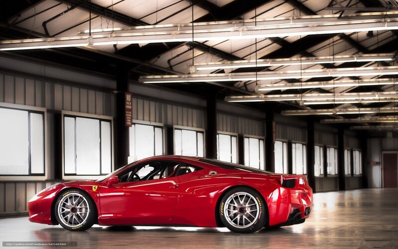 Red Ferrari in warehouse