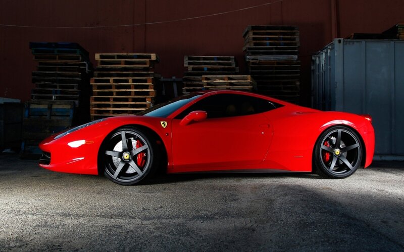 Red Ferrari in warehouse