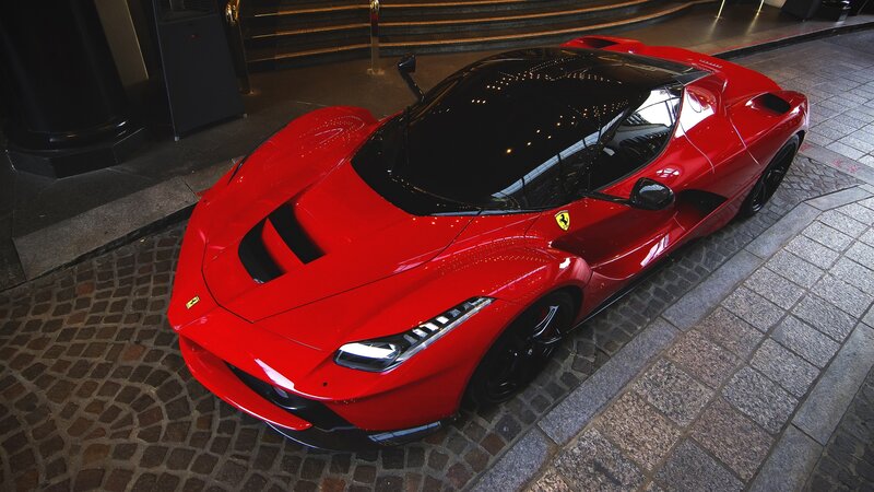 Red Ferrari Laferrari — Dramatic, Night, Photograph