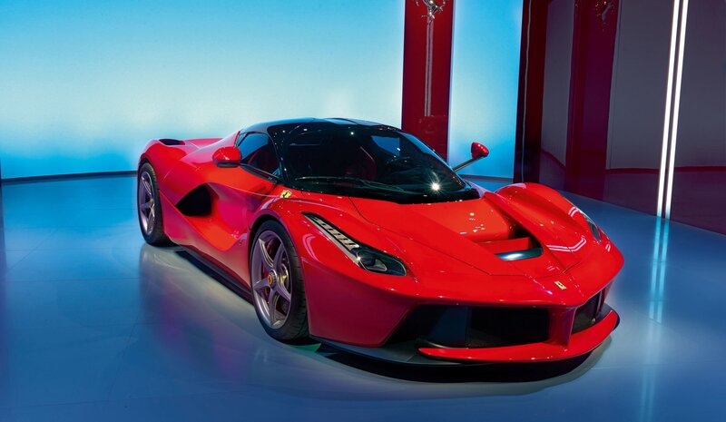 Red Ferrari Laferrari — Dramatic, Photograph, Car, Showroom, Lighting