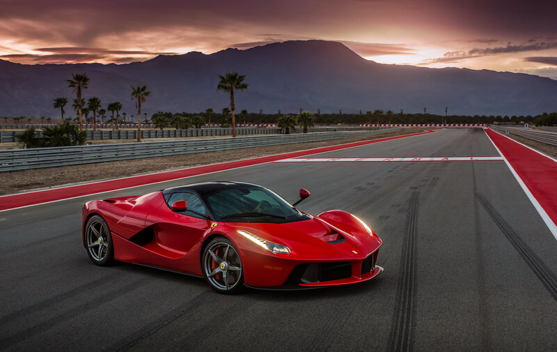 Red Ferrari Laferrari — Dramatic, Sunset
