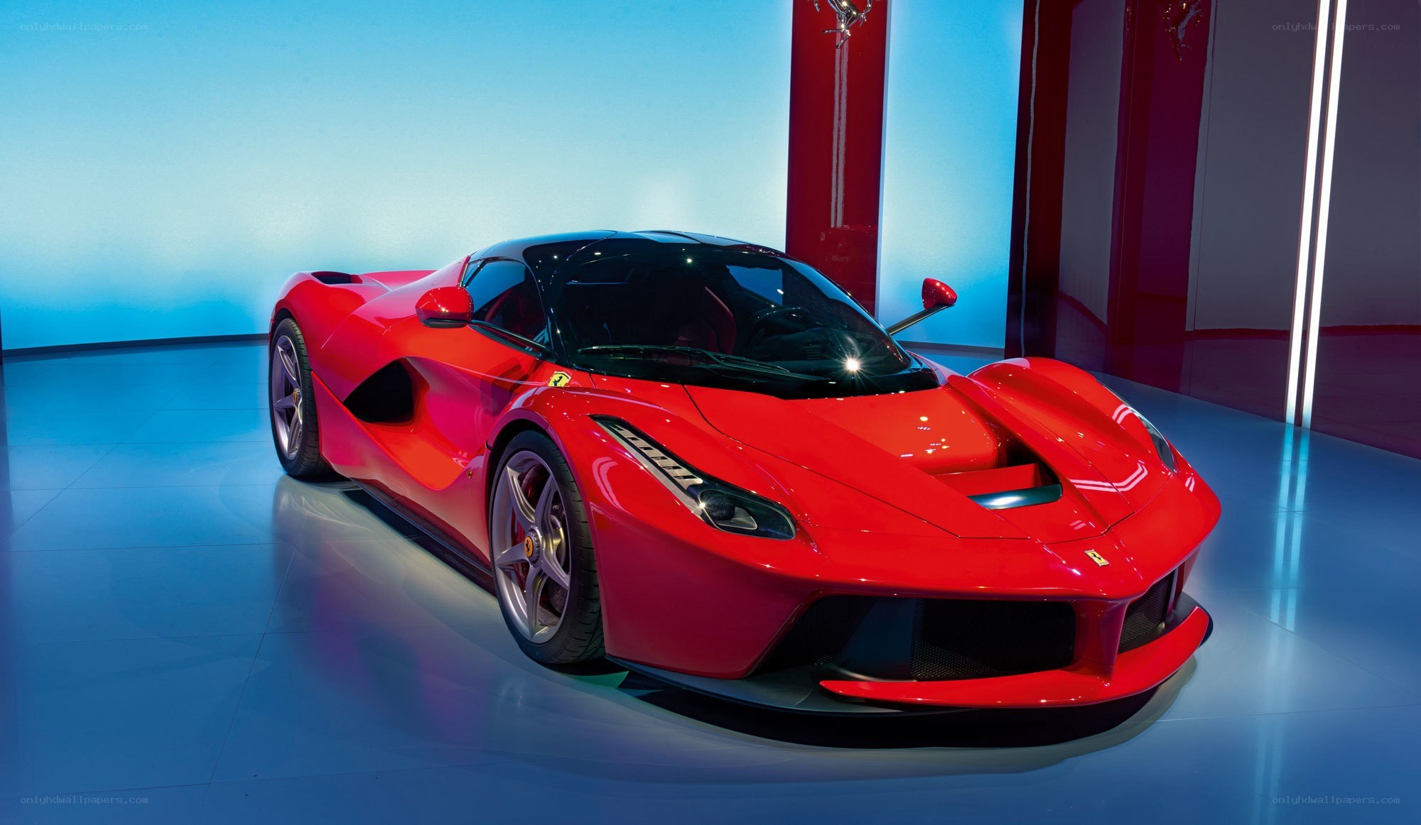 Red Ferrari LaFerrari on display