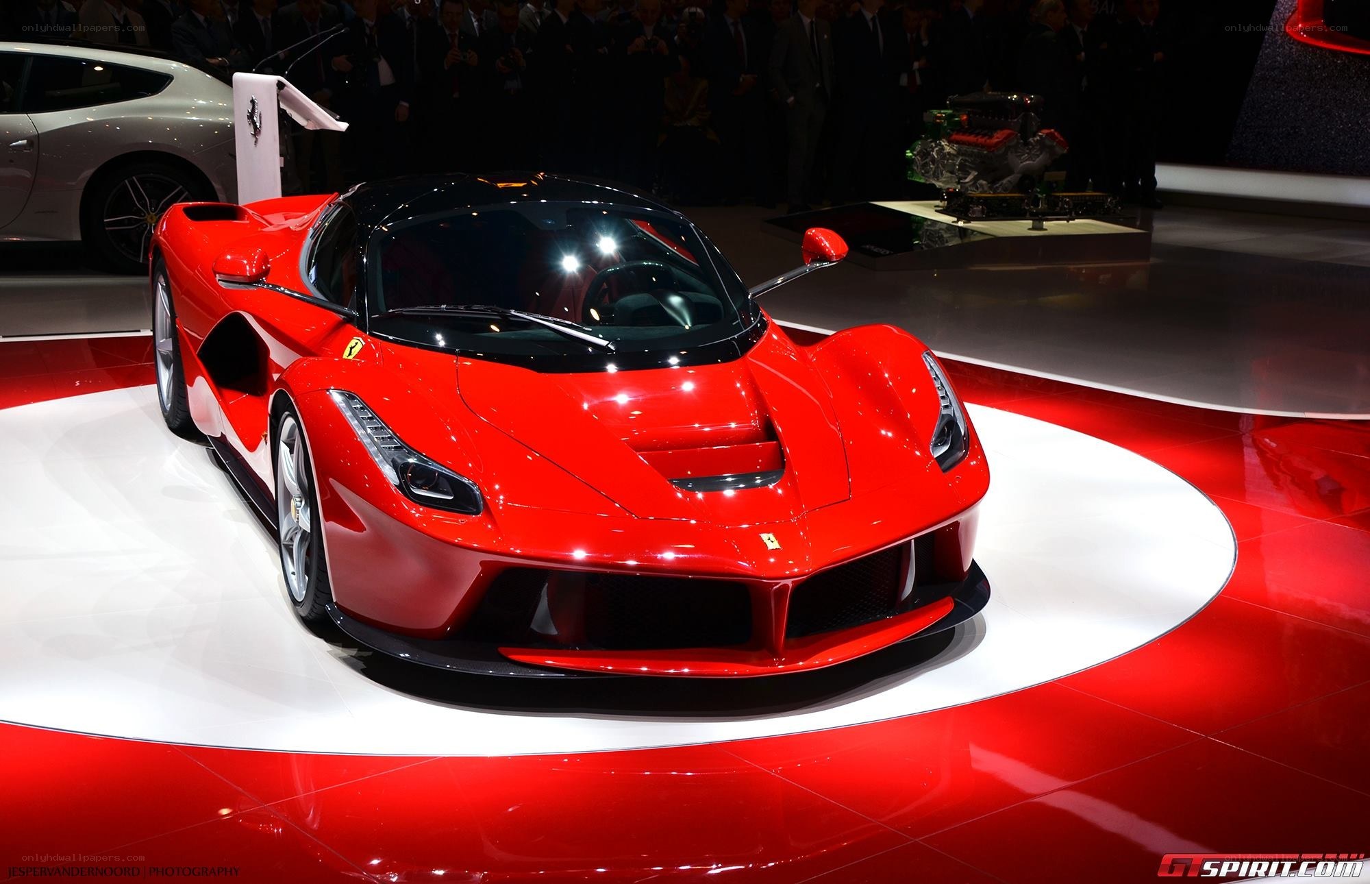 Red Ferrari LaFerrari on display
