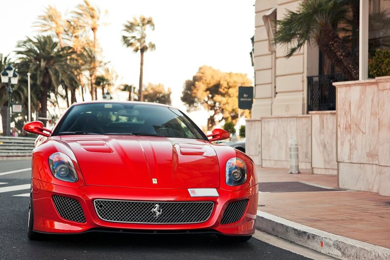 Red Ferrari on a city street