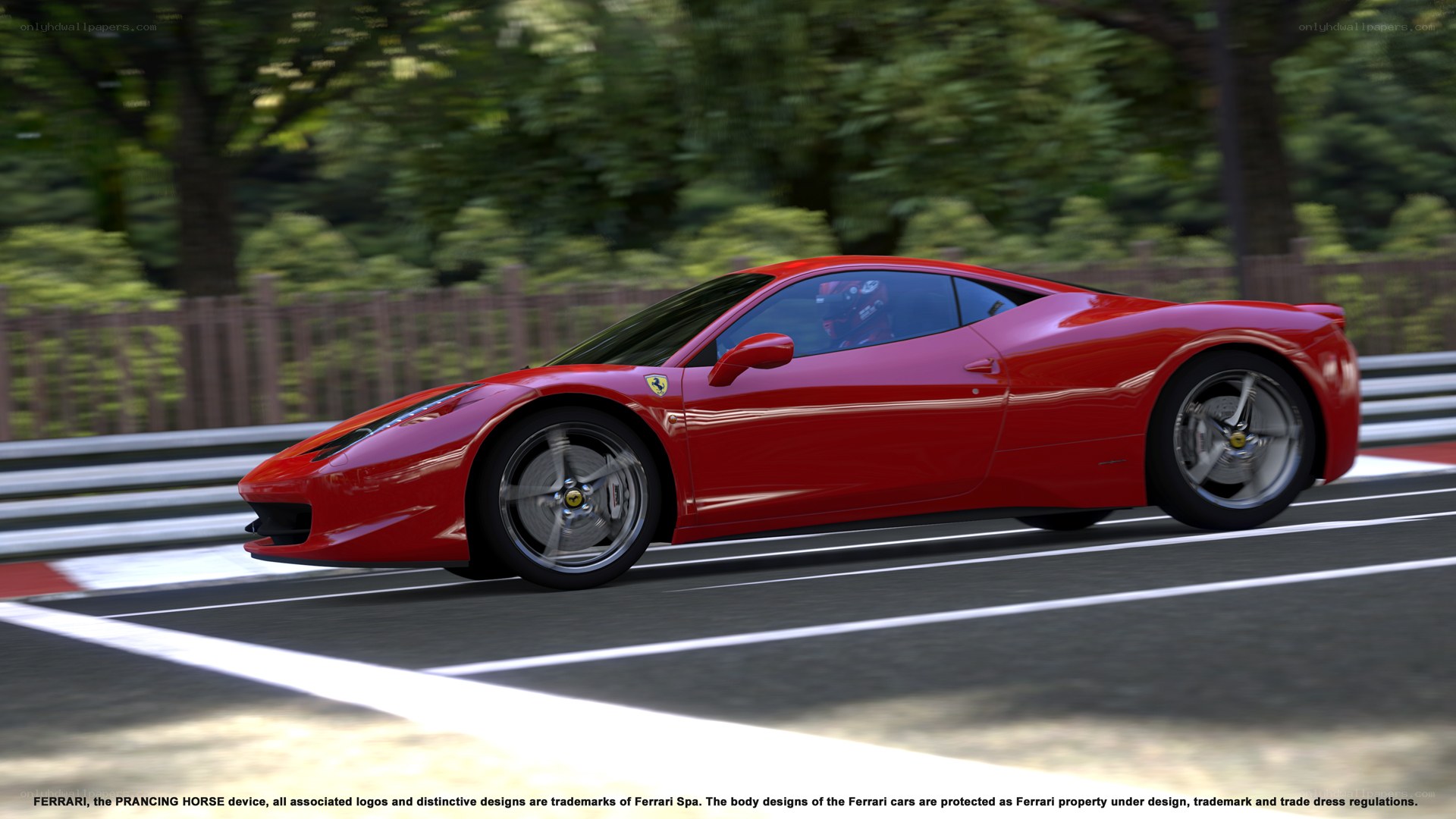 Red Ferrari on a racetrack
