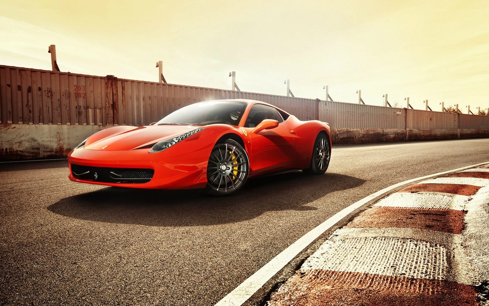 Red Ferrari on a racetrack