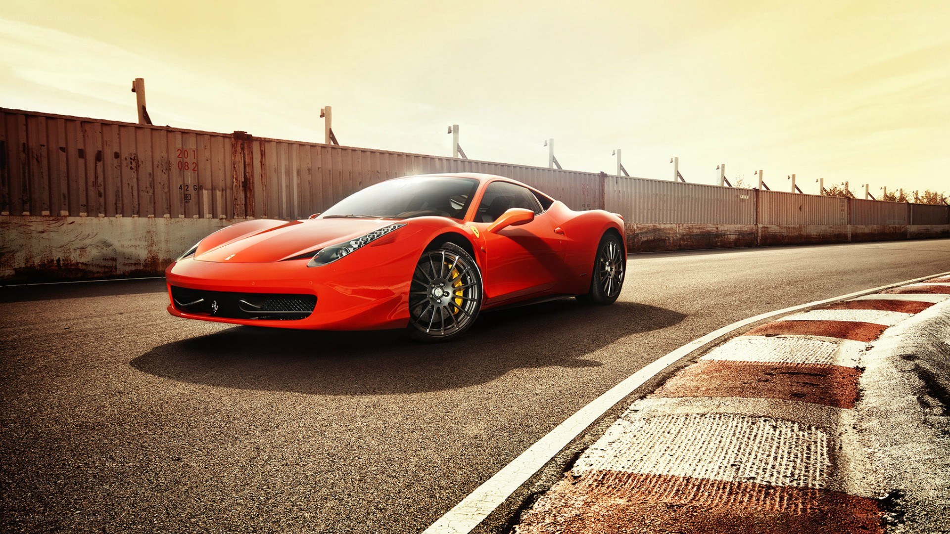 Red Ferrari on a racetrack
