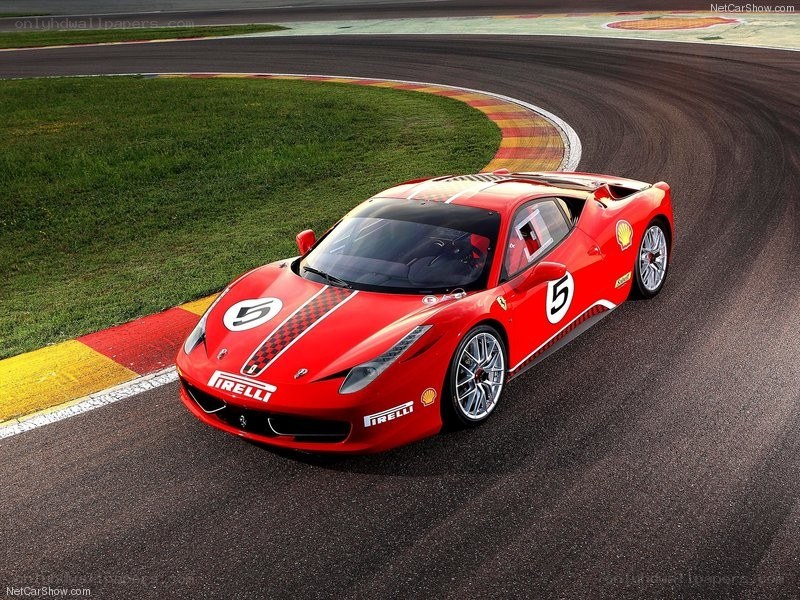 Red Ferrari on a racetrack