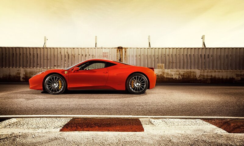 Red Ferrari on a racetrack