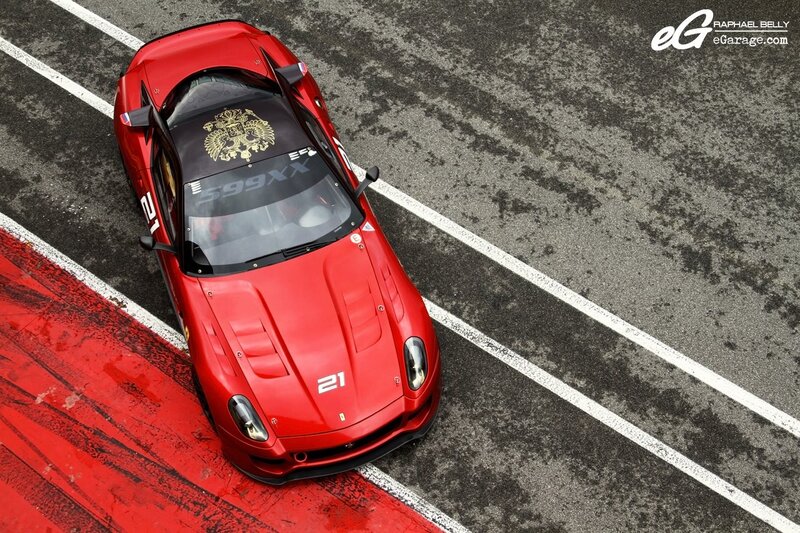 Red Ferrari on a racetrack