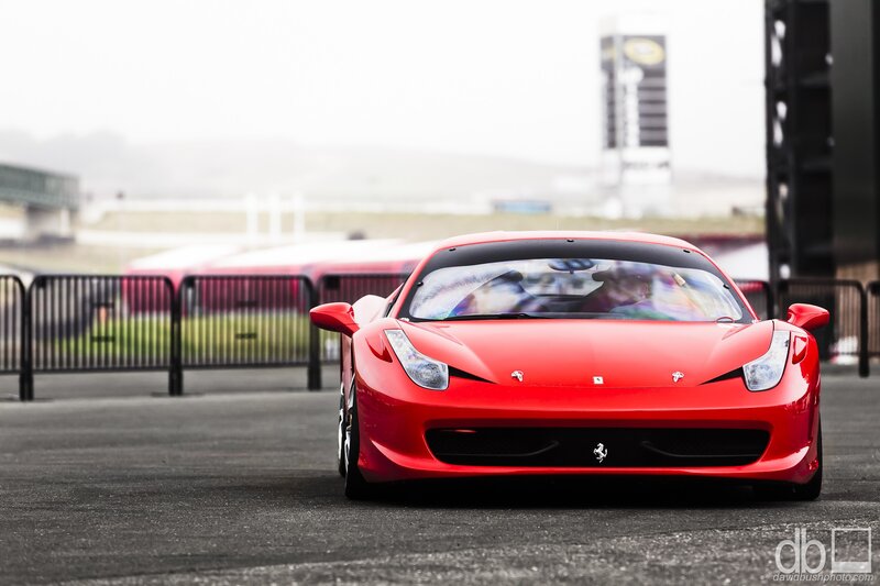 Red Ferrari on a racetrack