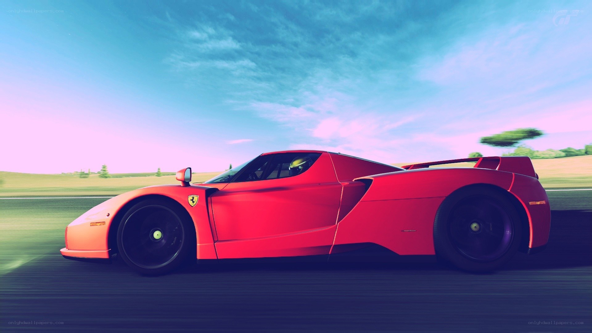 Red Ferrari on a racetrack