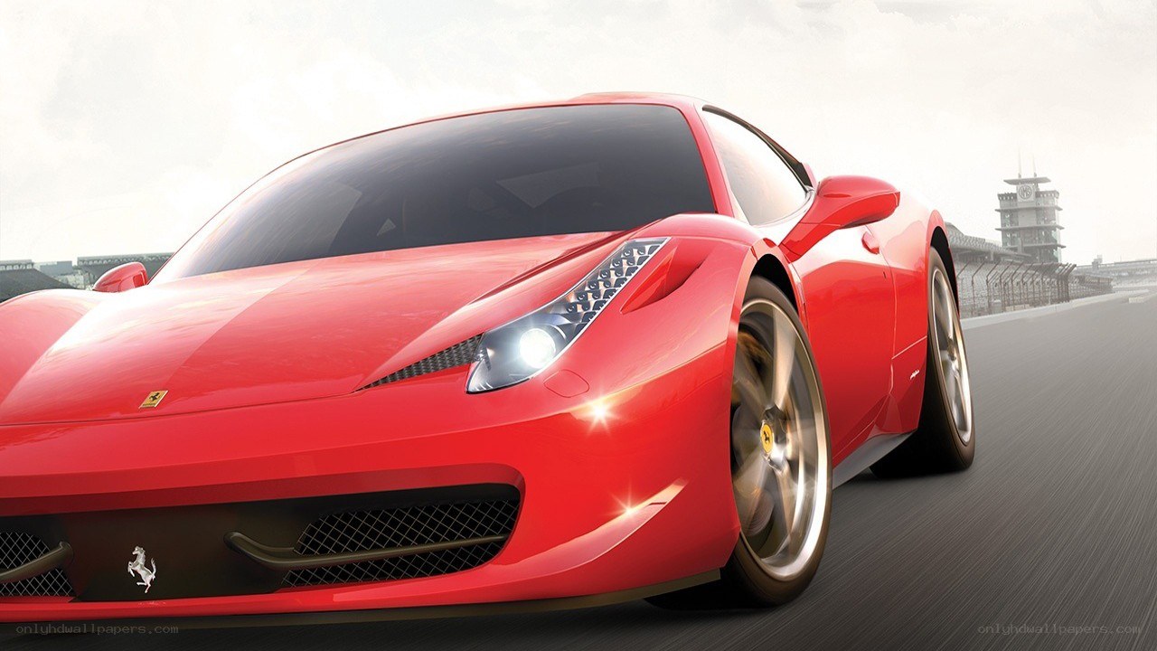Red Ferrari on a racetrack