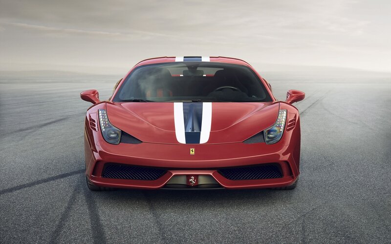 Red Ferrari on a racetrack