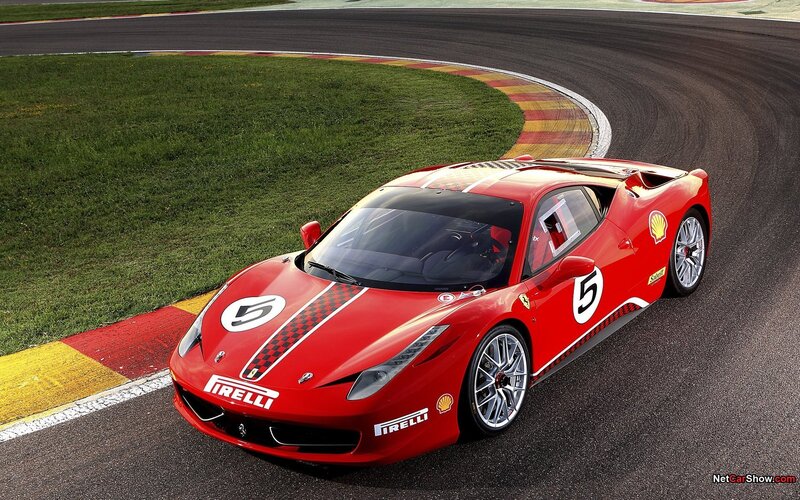 Red Ferrari on a racetrack