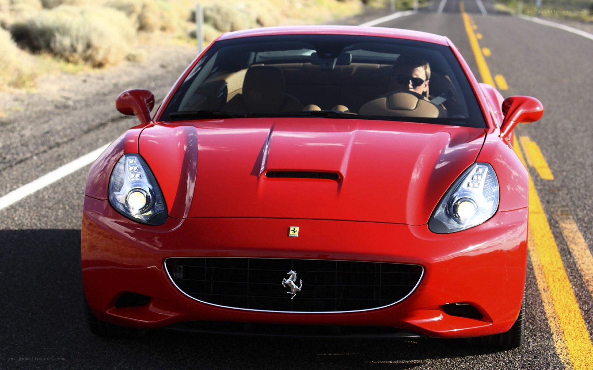 Red Ferrari on a road