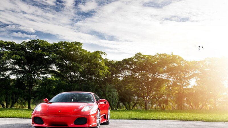 Red Ferrari on a sunny day