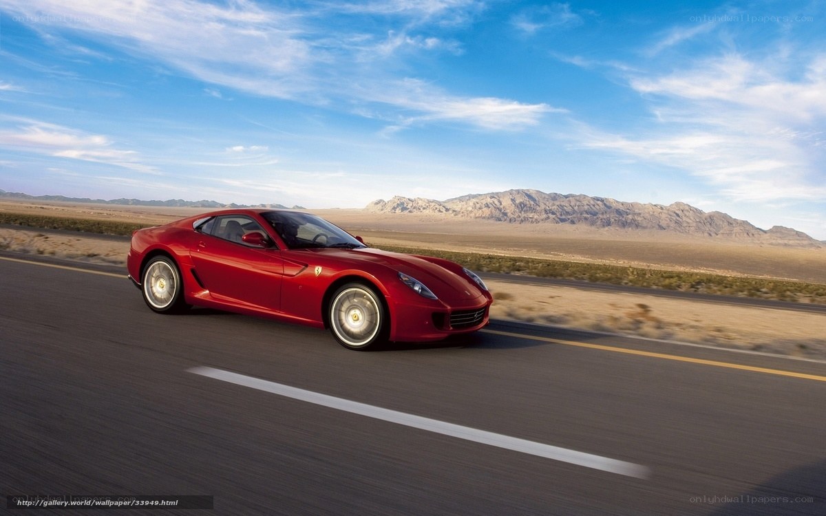Red Ferrari on desert road