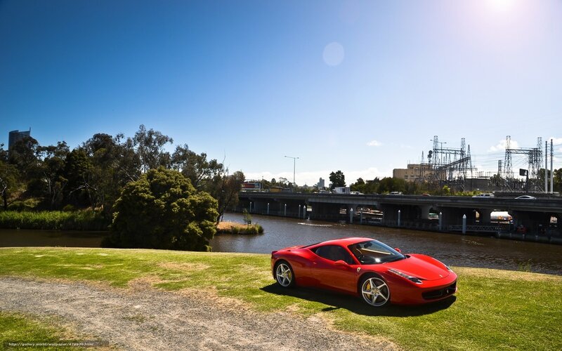 Red Ferrari on Grass — Serene