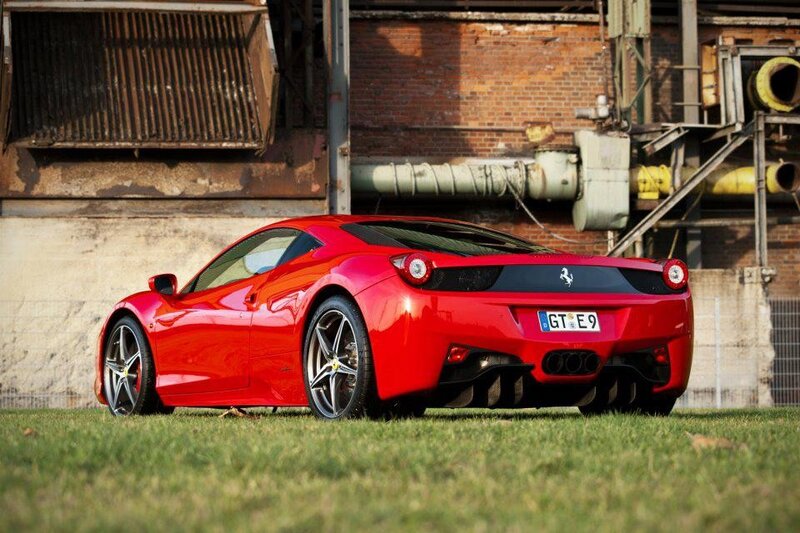 Red Ferrari on grass