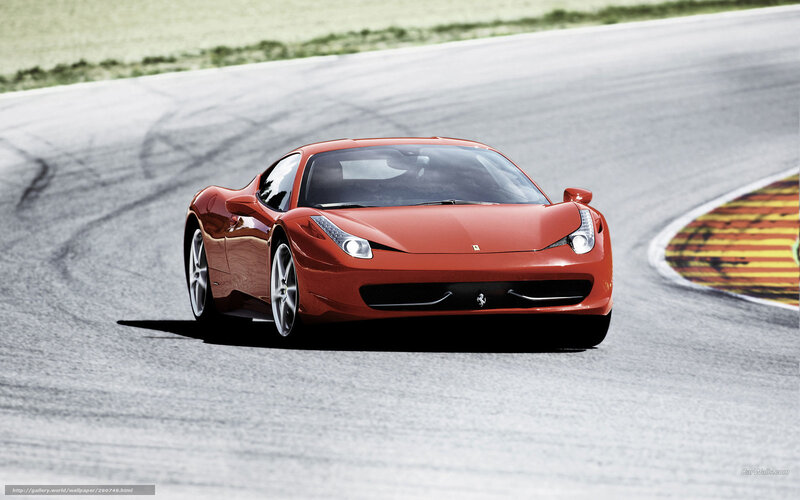 Red Ferrari on Racetrack — Dynamic, Afternoon, Photograph, Curved Road