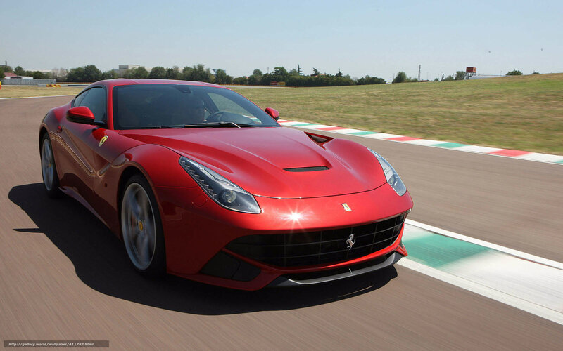 Red Ferrari on Racetrack — Dynamic, Afternoon, Photograph, Grass