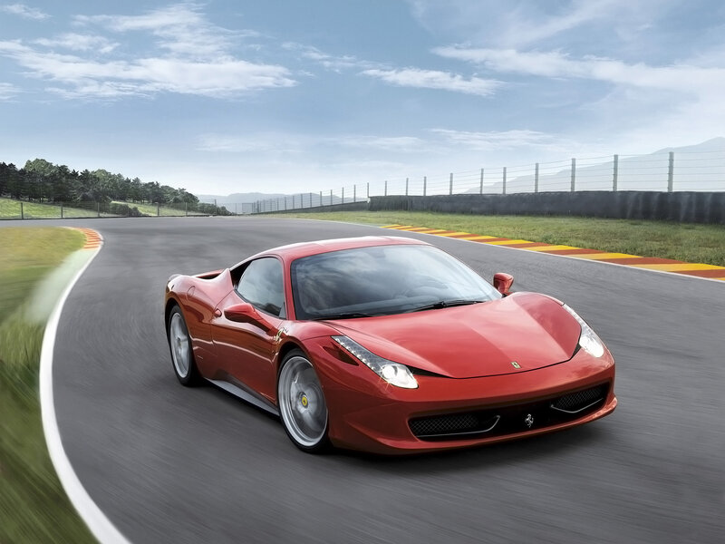 Red Ferrari on Racetrack — Dynamic, Afternoon, Photograph