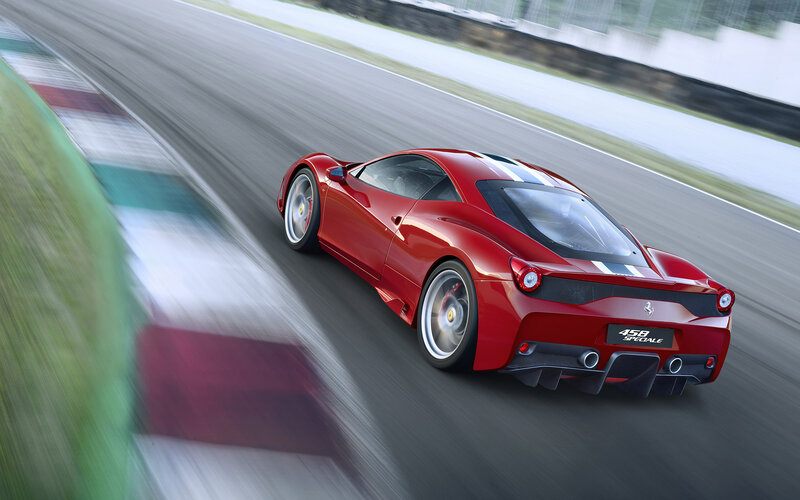 Red Ferrari on Racetrack — Dynamic, Photograph, Car