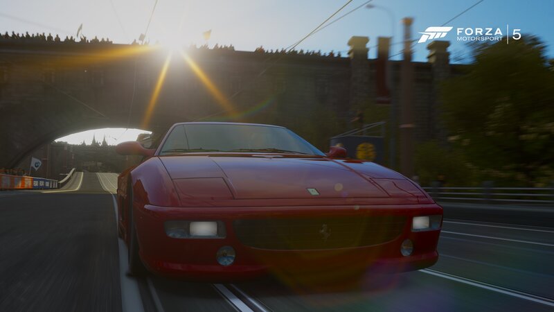 Red Ferrari on Road — Dramatic, Sunset