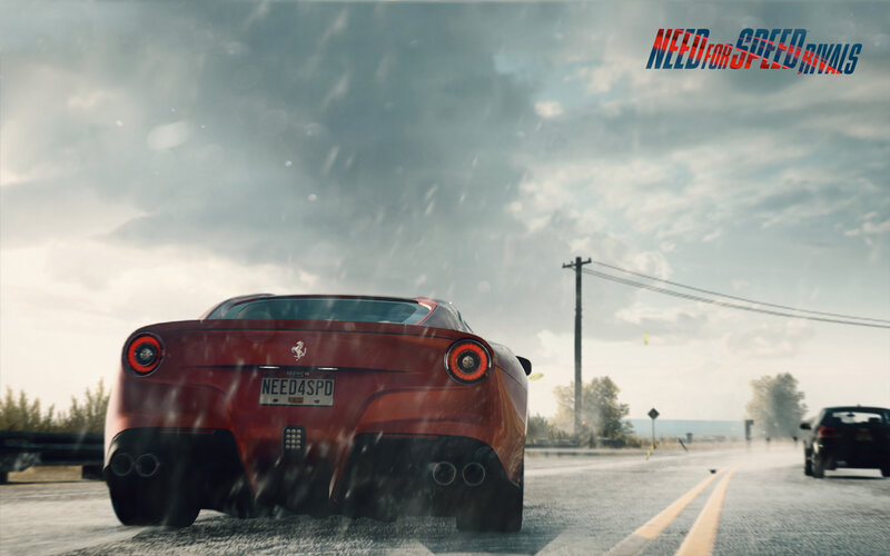 Red Ferrari on Road — Dramatic