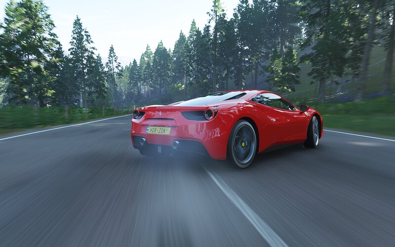 Red Ferrari on Road — Dynamic, Afternoon, 3d Render