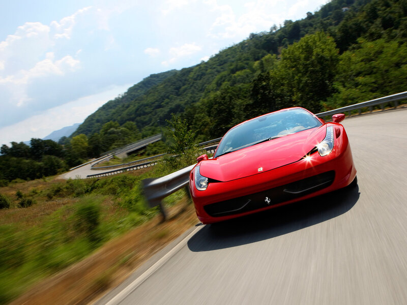 Red Ferrari on Road — Dynamic, Photograph