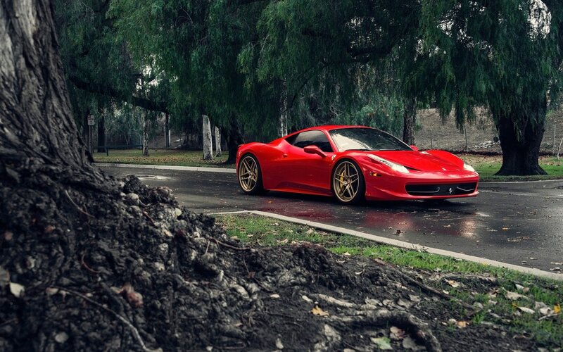 Red Ferrari on Road — Serene, Photograph