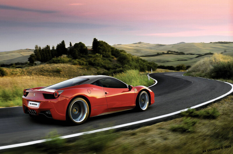 Red Ferrari on Road