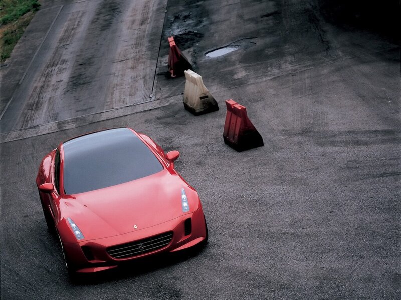 Red Ferrari on test track