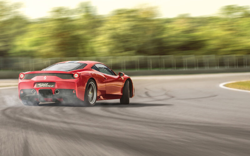 Red Ferrari on Track — Dynamic, Afternoon, Photograph