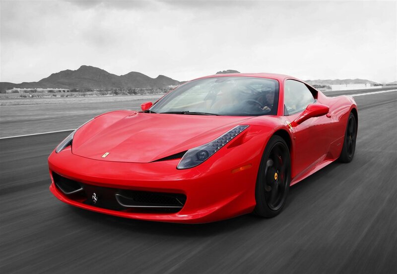 Red Ferrari on Track — Dynamic, Photograph, Car