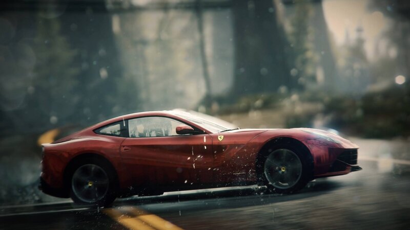 Red Ferrari on Wet Road — Dramatic, 3d Render