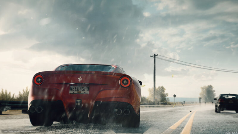 Red Ferrari on Wet Road — Dramatic, Afternoon